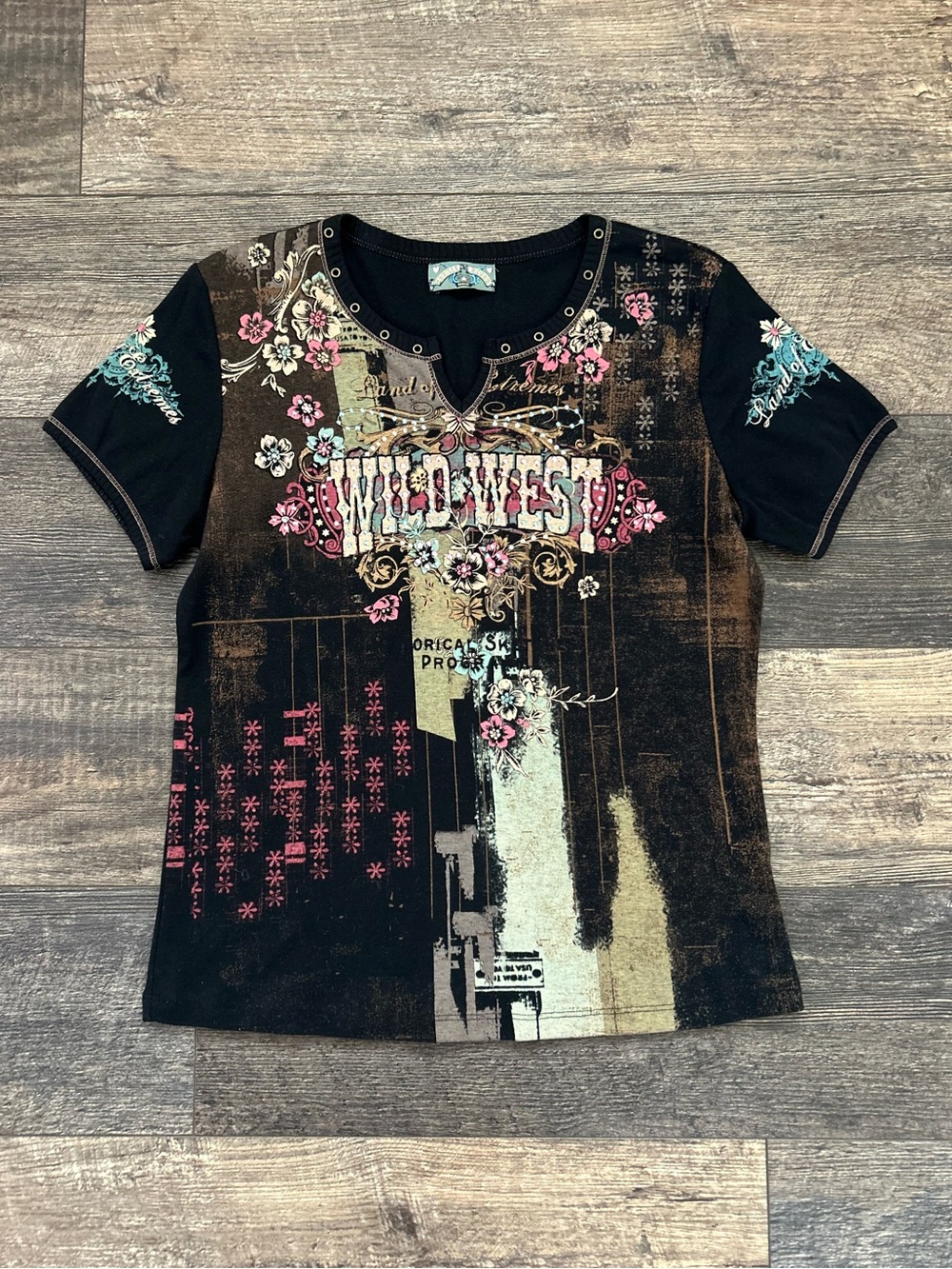 Y2K Vanilla Sugar Womens Medium T-Shirt Black Rhinestone Country Graphic Tee Top